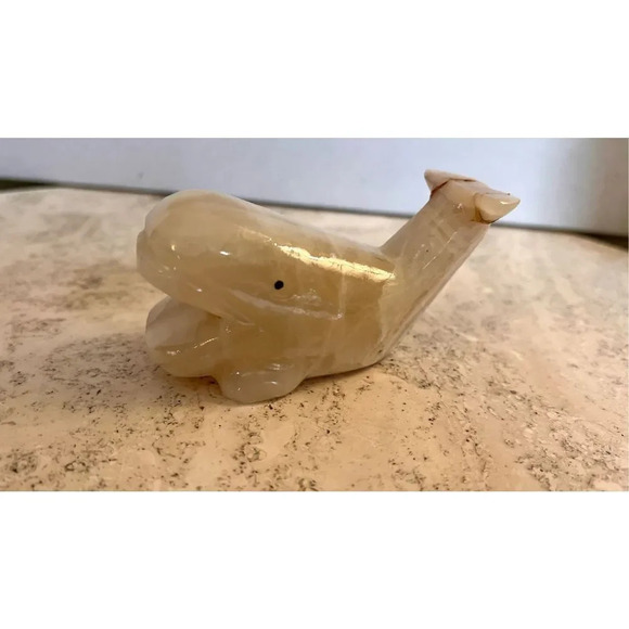 Vintage Marbled Onyx Whale Figure Figurine Sculpture - Picture 1 of 9